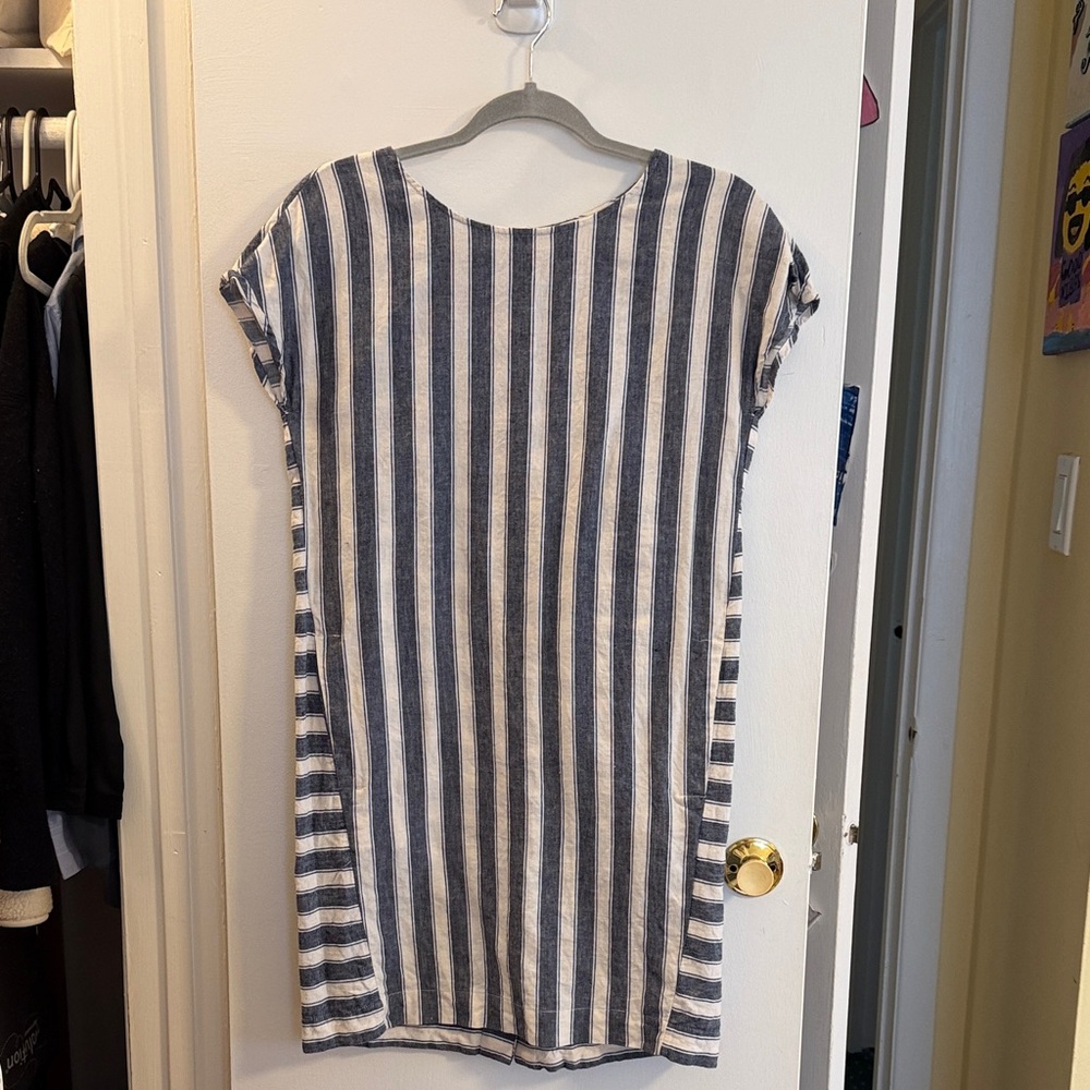 Blue & White Striped Casual Shift Dress by Madewell